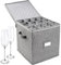 LotFancy Champagne Flute Storage Container, Hard Shell, Stackable, 12 Tall Wine Glass Storage Box with Dividers & Handles, Stemware, Crystal Glassware, Drinkware Case for Moving, Grey