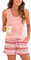 Bresdk Pigiami Estivi Donna Corto Leggero Senza Maniche Scozzese Cotone Pigiama Due Pezzi Canotta Pantaloncini, Rosa - Senza Maniche, L