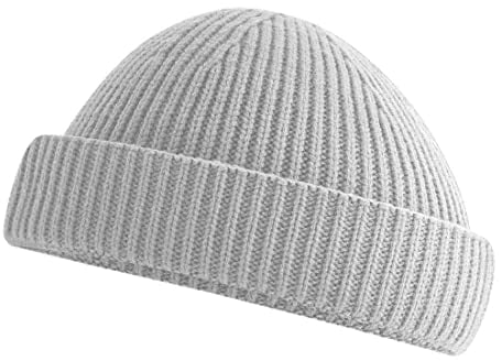 Roughtex Fisherman Beanie kurz – Fischermütze für Herren & Damen aus recyceltem Polyester, grob gestrickt, Einheitsgröße Hellgrau