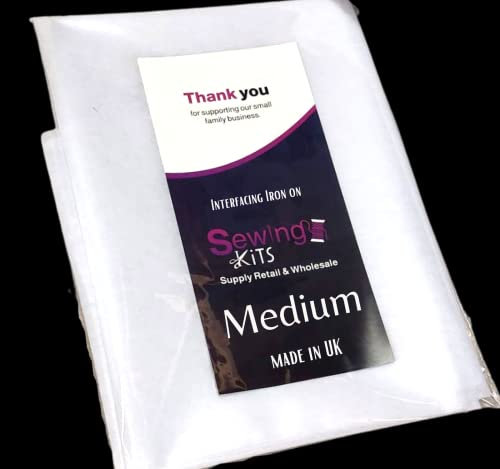 Interfacing Fabric Non-Woven Medium Weight Fusible Iron On Interfacing Fabric 75cm Wide White for Sewing Craft UK Made (Meduim 3M)
