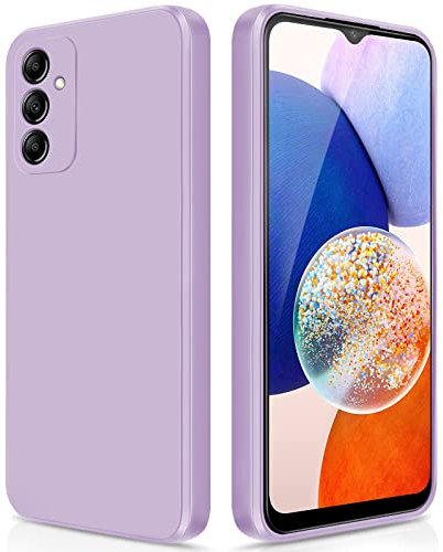 GiiYoon Case Compatible with Samsung Galaxy A14 4G/ 5G, Silky-Soft Touch Full-Body Protective Phone Silicone Case, Shockproof Cover with Microfiber Lining, Purple