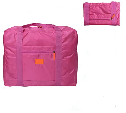 Faltbare Nylon Reisetasche,Groß Sporttasche Yoga Freizeit Sauna Turnbeutel Mommy Einkaufen Leicht Wochenende Tasche für Reisen, Weekender, Fitness, Training, Gym, Urlaub (Fuchsie)