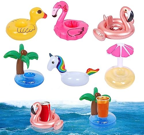 Feliciay 6 Stück Aufblasbares Flaschenhalter,Getränkehalter für Pool, Aufblasbarer Pool Getränkebecher,Beachparty Aufblasbar Getränkehalter, für Kinder Familie Pool Party(Tier)