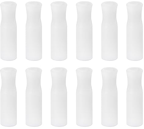 sourcing map 12pcs Silicone Straw Tips, Metal Straw Covers, Soft Reusable Straws Tips Fit for 1/4 Inch(6mm) OD Stainless Steel Straws, White