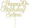 Personalised Happy Birthday Cake Topper Cake Decorations Double Sided Glitter Cake Toppers Custom Gifts for Women Men Friend with Any Age Name on 1st 10th 20th 30th 40th 50th (Champagne Gold)