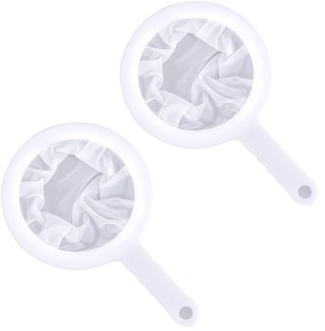 SSRDFU 2 PCS Filtro, Filtro in Nylon con Manico, Filtro ad Imbuto Extra fine da 200/400 Mesh con Bordo e Comoda Impugnatura Antiscivolo, per succhi, Latte, caffè