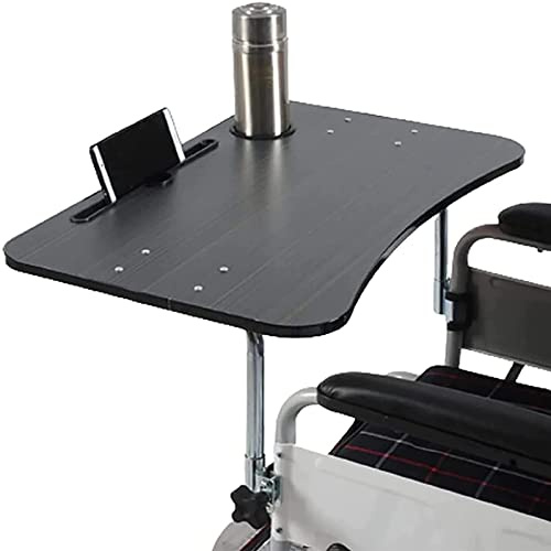 FUYAO FUYAO Rollstuhl Tablett Tisch, Holz Esstisch Board, Abnehmbare Holz Rollstuhl Tablett Esstisch, Rollstuhl Zubehör Mit Handyhalter, Tragbare Tablett Tisch