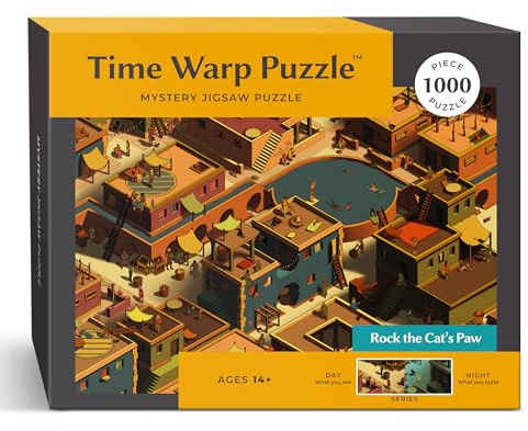 Time Warp Puzzle Mystery Jigsaw Puzzle 1000 Teile für Erwachsene Day Night Serie - EIN herausforderndes schwieriges, bildwechselndes Puzzle zum Lösen von 67,6 x 48,9 cm (Rock The Cat's Paw)
