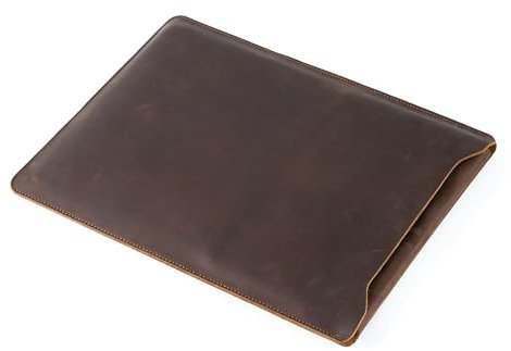 AIGUONIU Laptophülle aus echtem Leder für MacBook Pro & Air Fits12, 13, 14 Zoll, Vintage-Leder-Tablet-Innentasche (Kaffeebraun 13 Zoll)