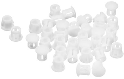 QUARKZMAN Bouchon de Trou en Plastique 6mm, 36Pcs Type Encastré, Cache Trou Bouchon de Verrouillage à Pression Ronde pour Meubles, Embouts d'Insertion de Panneaux, Blanc