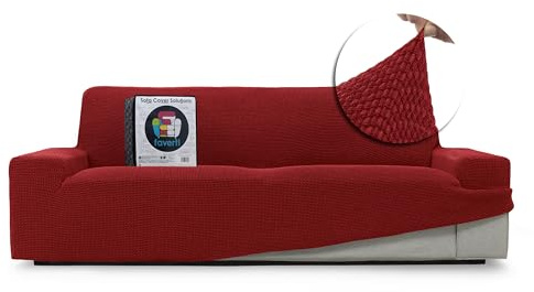 FAVERTI® Sofabezug, sehr elastisch, 4-Sitzer, von 230 bis 270 cm, Modell Novele, Rot, Universalbezug, ideal für Jede Form von Sofas, hochwertiger Jacquard-Stoff, Baumwollgefühl