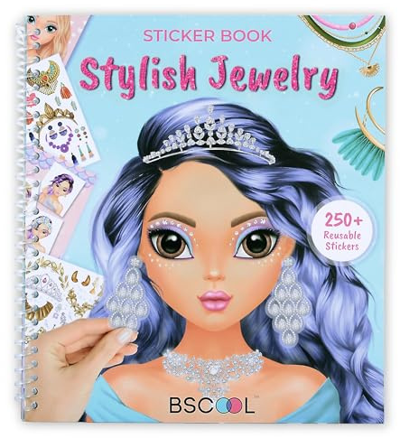 BSCOOL Adesivo alla moda gioielli da vestire. Libro di attività per bambini. Impara ragazze Design alla moda con adesivi e guide per bambini dai 5 anni in su con 250+ adesivi riutilizzabili. Regalo di