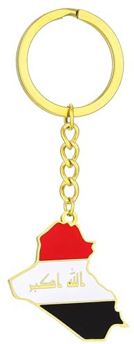 COSSIKA exquisiter Schlüsselanhänger, stilvoller Schlüsselanhänger mit Irak-Karte, Robustes Titanstahlmaterial, Schlüsselanhänger mit Irak-Flagge, Schlüsselhalter, perfekt zum Verschenken