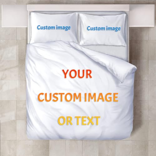 Individuelles Bettwäscheset: Personalisierte Bettdecke und Kissenbezug mit Ihrem Foto/Text/Logo, Größen für Einzel-, Doppel-, King-Size- und Super-King-Size-Bett, 3D-gedrucktes Dekor für alle