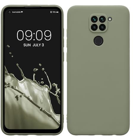 kwmobile Case Compatible with Xiaomi Redmi Note 9 Case - Protective Slim TPU Phone Cover - Soft Matte Finish - Gray Green