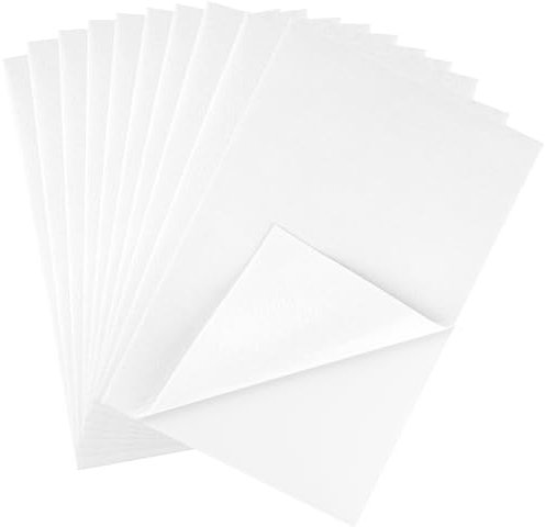 CHRORINE 10 Stück Weiß Filzstoffbögen, Selbstklebende Filzbögen, 20 x 30 cm, Filzpapier für Kunst und Bastelbedarf