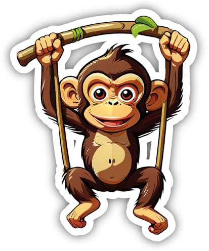 Samunshi® Kleiner Affe mit Schaukel Aufkleber Autoaufkleber für Motorrad Fahrrad Roller oder Auto Sticker Fahrrad Mtb Mountainbike Rennrad Comic Cartoon Tier Sticker 10cm Kleiner Affe mit Schaukel