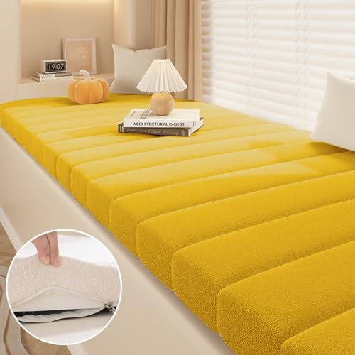 BFYYML Benutzerdefinierte Bankauflage Bankkissen, Nach Maß GrößE Waschbar Abnehmbar Sitzpolster Bank Sitzbank Eckbank Auflagen für Innen Draußen (Gelb)