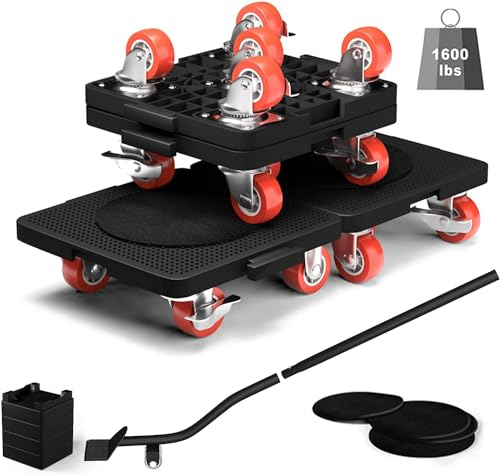 Auauraintt Juego de Ruedas de Transporte para Muebles, con 4 Ruedas, Puede Girar 360°, Capacidad de Carga de 300 kg, Juego de Herramientas para Mover Muebles para sofá, refrigerador, Lavadora