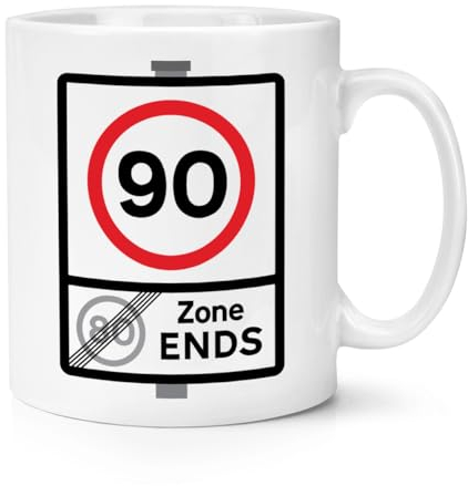 90 Speed Limit Sign Zone Ends 90th Birthday 10oz Mug Cup