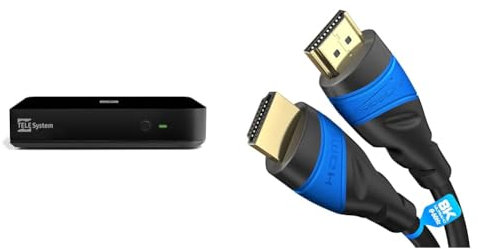 TELE System UP T2 4K: Decoder digitale terrestre Android TV ULTRA HD, Smart TV Upgrade & KabelDirekt – Cavo HDMI 8K/4K con schermatura A.I.S., progettato in Germania