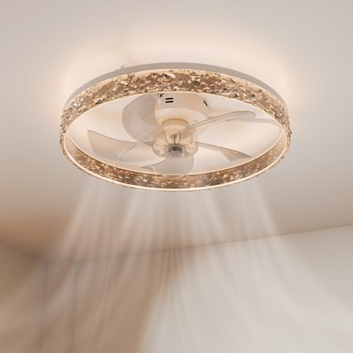 Heilmetz Deckenventilator mit Beleuchtung, Fernbedienung, APP Steuerung, Leise, 6 Stufen, LED Deckenlampe mit Ventilator, 3 Lichtfarbe 3000K/4500K/6500K, Dimmbar, Deckenventilator mit Licht, Weiß