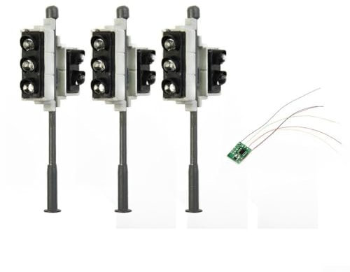 Zoegneer 3 Stück Gauge 00 H0 Ampelset mit Fußgängerbeleuchtung und LEDs Modelleisenbahnen und Zubehör für Layouts