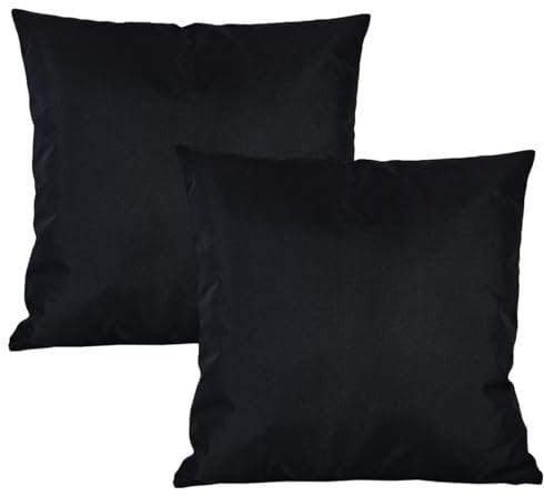 JACK 2er Set Outdoor Kissenhülle Kissenbezug 50x50cm Wasserfest Sitzkissen Lounge Kissen Garten Stuhl Lotus Effekt, Farbe:Schwarz