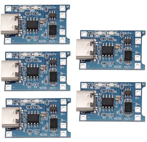 Heevhas Tipo-C USB 5V 1A 18650 módulo de carga de batería de litio tabla de carga módulo de carga con doble función de protección (5 piezas)