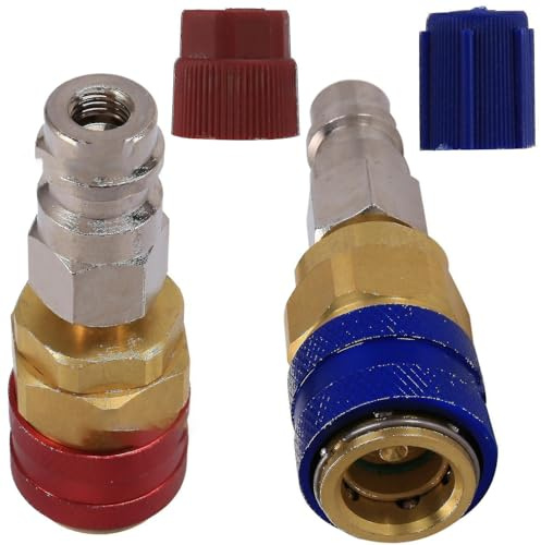 NIYATA 2 pièces Adaptateur R134a, Adaptateur d'extension côté haut et bas, Adaptateur de conversion R134a côté haut/bas, raccord rapide, kit de conversion 134a pour climatiseurs de véhicules
