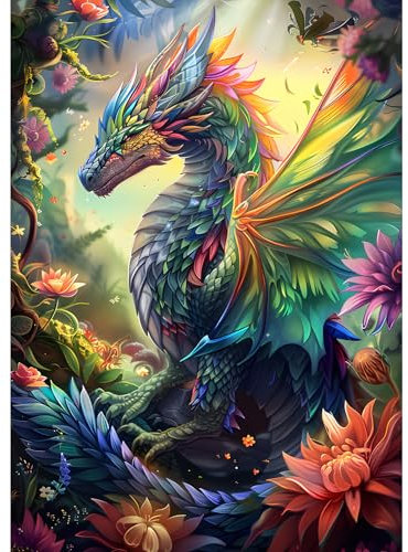 MXJSUA Dragon Diamond Painting Kits for Adults, Dragon 5D Diamond Art Kits for Beginners, DIY Full Drill Paint with Diamond for Home Wall Decor 30x40cm