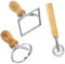 Ravioli Cutter Set - Stamp Maker with Wooden Handle Pasta Cutter Wheel and Mold for Home Kitchen DIY