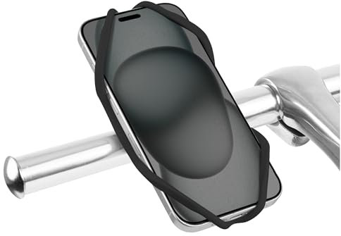 BONE Bike Tie 5, Support Téléphone Vélo pour Guidon, Porte Smartphone Universel 4,7–7,2, Support iPhone Vélo Antidérapant Antichoc, Support Portable Vélo en Silicone – Noir