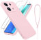 Viojrlra Cover per Xiaomi Redmi Note 13 4G con 2 Pellicola Vetro Temperato, Custodia Antiurto Ultra Sottile Liquid Silicone TPU Morbido, Anti Ingiallimento Anti-Graffio Protettiva Case (Rosa)