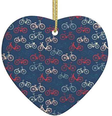 Fahrräder Fahrrad Radfahren Weihnachten Herz Anhänger - Christbaumschmuck Kugeln Schöne Keramik Anhänger Festliche Dekorationen
