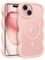 GUAGUA Handyhülle für iPhone 15 Hülle [Kompatibel mit MagSafe] Magnetisch Matt Wellen Design Stoßfest Schutzhülle Rückseite Durchscheinende Phone Case für iPhone 15 (6,1 Zoll) Rosa/Pink
