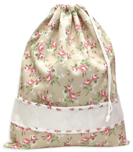 Sacchetto Portabiancheria da Viaggio da Ricamare a Punto Croce, Sacca porta Lingerie con Tela Aida, Sacca per biancheria in tessuto. (02 Panna)