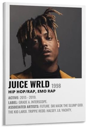 DAGUYS Rapper Juice Wrld Musikposter mit 3 Bildern, Druck, Leinwand, Poster, Wandfarbe, Kunstposter, Dekoration, moderne Wohnkunstwerke, 60 x 90 cm