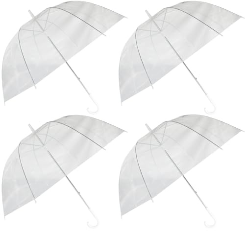Armo Home 4 X Dome Bubble PVC Birdcage Wedding Bridal Umbrella White Walking Rain Umbrella 34.5 INCH