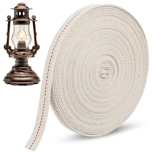 Yuanchu Docht für Öllampen Aus Baumwolle, 10m x13mm Premium Öllampendocht Ersatzdocht Für Petroleumlampen, Lampendocht, Glasfaserdocht für Gartenfackel, Laterne, Petroleumlampe, Öllampe Beleuchtung