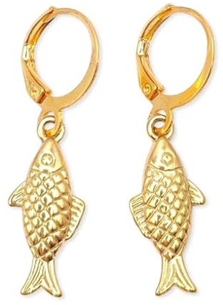 bySantana – Gold Fisch Ohrringe mit Edelstahl Creolen – Maritimer Schmuck im Meer- und Ozean-Design – Geschenkidee für Naturliebhaberinnen (Creolen, Gold)