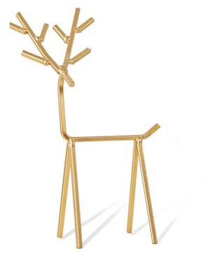 CVZJ Schmuckständer, Halskettenbaum, goldener Ohrringhalter, Hirsch, Geometrie, Turm für Ringe, Armbänder