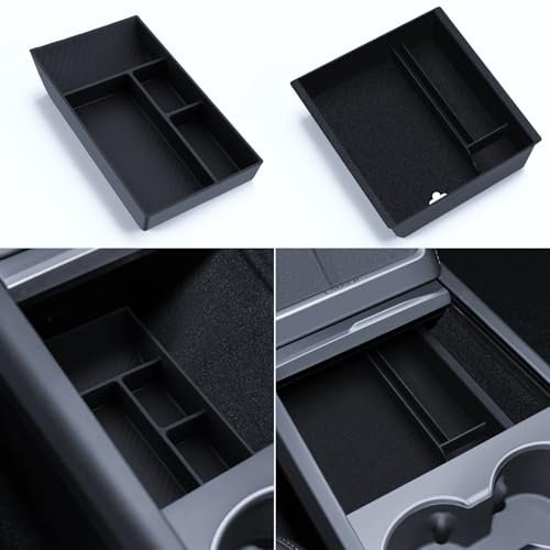 LANTU Lot de 2 accessoires pour Tesla Model Y 2025 Juniper - Organiseur de console centrale et organiseur en silicone - Plateau en silicone - Modèle Y 2025 Juniper - Accessoires (flocage)