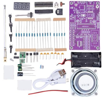 Qerwsdty DIY FM Radio Elektronik-Bausatz Einstellbare Frequenz 87,5-108 MHz mit Lautsprecher Digitalanzeige DIY Lötprojekt B
