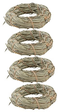 HEMOTON 4 Stück Molarer geflochtener Grasring für Kaninchen Hamster Backenzahn Hamster Molar Toy Rabbit Grass beißender Grasring Haustier kaut Gras natürliches Bambusgras