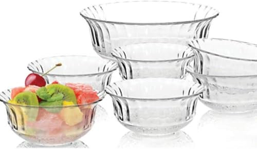 Housetronics Glass Trifle Bowls Footed Large 7 Piece Set Dessert Mini Trifle Fruit Salad Stem Dishes Cut Glass Serving Bowls Deep Sundae Pudding Ice Cream Prawn Cocktail Salad Bowls