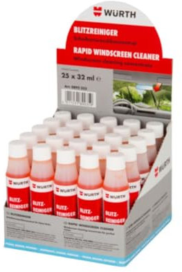 WURTH Limpiaparabrisas Concentrado, 32 ml, Pack 25 Monodosis, Detergente con Agentes Anti Cal para 3 Litros