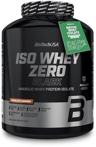 BioTechUSA Iso Whey Zero Black | Molkenproteinisolatbasis | Mit Kreatin | 90% Eiweißgehalt | Mit zusätzlichen Wirkstoffen | Laktosefrei, Zuckerfrei, Glutenfrei | 1816 g, Schokolade