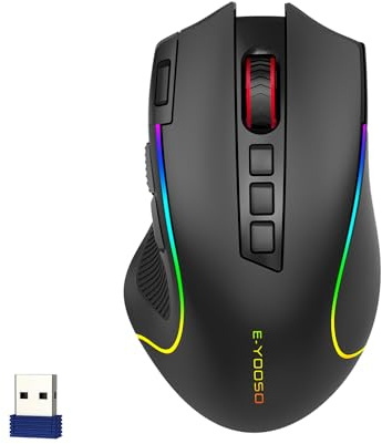 Premium Wireless Bluetooth Versatile Mouse,8000 DPI,6 RGB Backlit,USB C Rechargeable,Ergonomic,2.4G/BT/Wired,Rapid Fire Key,75-Hour Power Capacity,Ideal For Gaming/Office/Home/PC Computer/Laptop/Mac