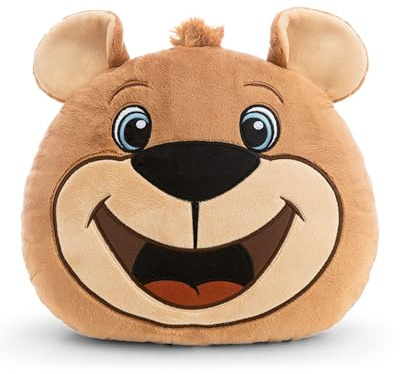 NICI Kissen FC Bayern MÜNCHEN Berni 33x28cm - braun - 63176 | Flauschiges Kuscheltierkissen für Kinder und Erwachsene, Plüschkissen ideal für Zuhause, Kindergarten oder unterwegs